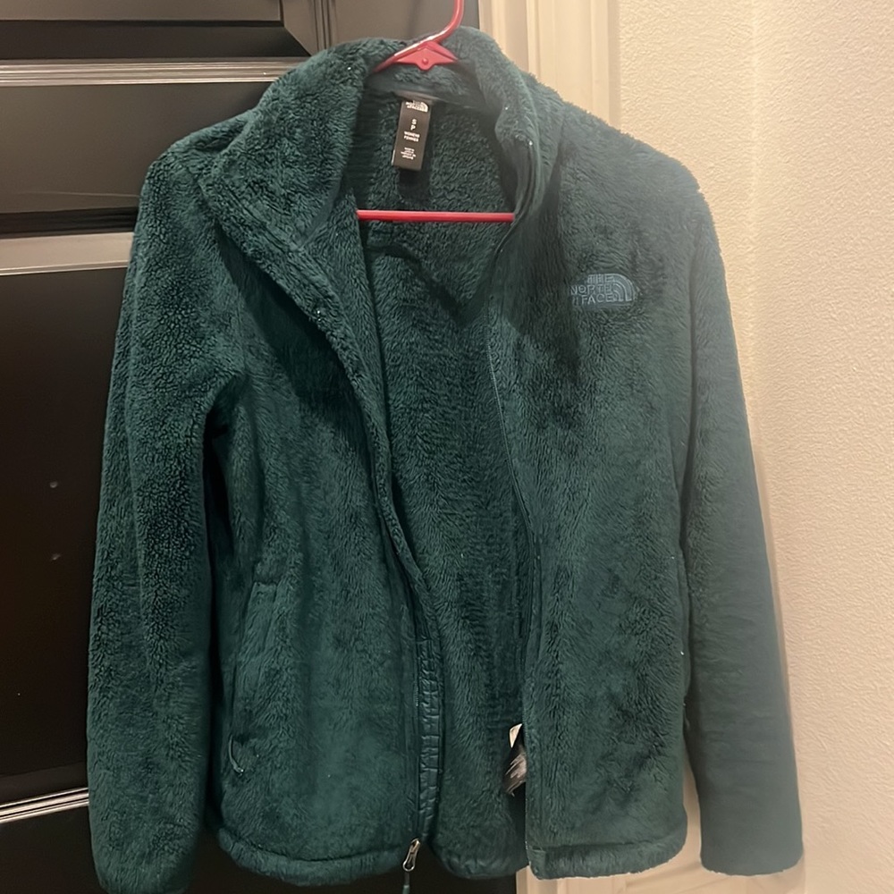 fuzzy North Face jacket